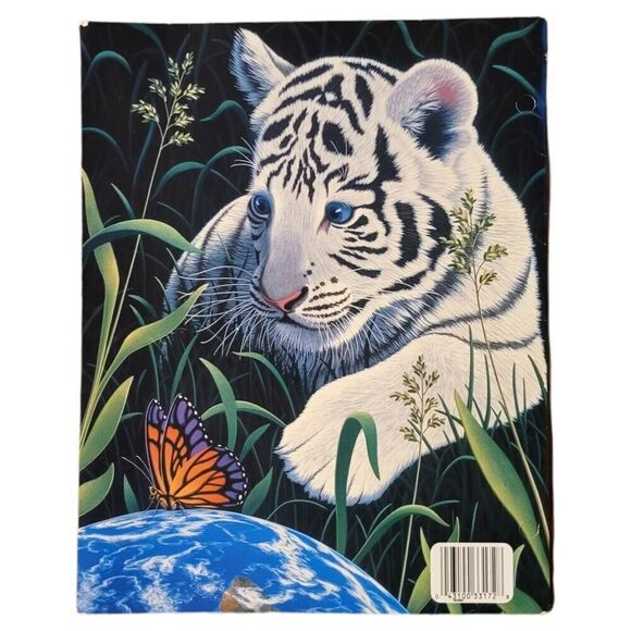 Vintage Mead White Tiger & Butterfly 2 Pocket Portfolio Folder New 2003 Schimmel - Picture 5 of 5